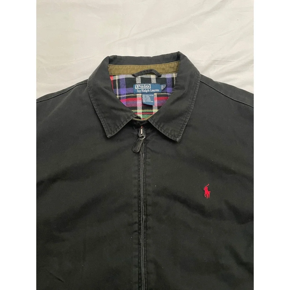 Vintage Polo Ralph Lauren Harrington Jacket 2XB Black Plaid Lined Cotton